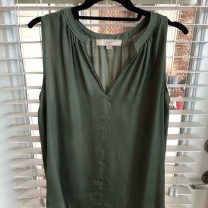 Light olive green sleeveless blouse